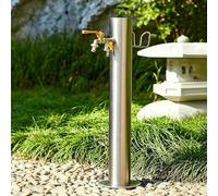 Columna de Agua de Jardín Cilíndrica de Acero Inoxidable para jardín con grifo, soporte de manguera independiente para escuelas, patios, jardines(86cm/33.9in)