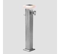 Columna de agua de jardín con luz LED solar, cuadrada de acero inoxidable, vertical, a prueba de congelación, doble grifo para exteriores, hidrante de patio