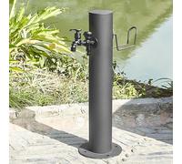 Columna de agua de jardín de acero inoxidable con grifo de cobre, soporte decorativo para manguera de fuente al aire libre, perfecto para uso en patio y patio trasero