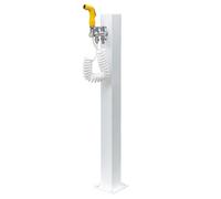 Columna de agua de jardín de acero inoxidable con grifo de doble salida, estación de riego vertical para exteriores, diseño cuadrado con pistola pulverizadora, resistente a las heladas (37 x 6 x 6