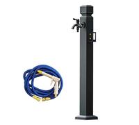 Columna de agua de jardín de acero inoxidable con grifo de doble salida para manguera al aire libre, boca de incendios y pistola rociadora para jardín y lavado (90 cm)