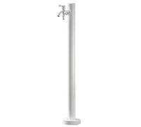 Columna de agua de jardín de acero inoxidable de 37 pulgadas, fuente para exteriores con grifo, espiga vertical para patio, resistente a la intemperie