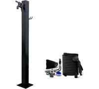 Columna de agua de jardín de acero inoxidable para exteriores, fuente de agua autónoma para riego de césped y jardín, sistema de aspersión, acabado plateado metálico