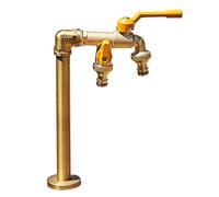 Columna de agua de jardín de cobre para exteriores con doble salida resistente a las heladas, grifo de ternera para clima frío (amarillo, 32 cm)
