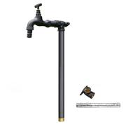 Columna de agua de jardín, grifo para exteriores, fuente de agua vertical independiente con sistema anticongelante y resistente a las grietas, montado en el suelo para riego de patio (negro, 60 cm)