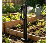 Columna de agua de jardín independiente de acero inoxidable 304, grifo de pie para exteriores a prueba de heladas, hidrante de patio montado en el piso para riego de plantas(C,Height: 95cm/37.4in)