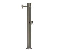 Columna de Agua Independiente para jardín de Acero Inoxidable con Dos grifos, Pistola rociadora y Gancho: Ideal para riego de Jardines y Lavado de Autos, Material Duradero 304.