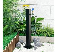 Columna de agua para exteriores, acero inoxidable, hidrante para patio, sin heladas, para jardín, espiga de agua independiente con gancho resistente y grifo (F, redondo, 95 cm)