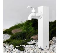 Columna de agua para exteriores, columna de agua vertical cilíndrica de acero inoxidable para jardín con grifo doble, fuente decorativa, dispensador de agua(D,1/2" Water Pipe)