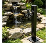 Columna de agua para exteriores con grifo de doble salida, grifo de agua para jardín, poste de agua para hidrante de jardín de acero inoxidable para patio granja, negro(Square B,Height: 95cm/37.4in)