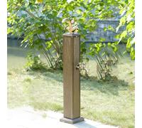 Columna de agua para exteriores de 40 pulgadas con grifos de cobre duales, estela de jardín fría y caliente, hidrante anticongelante de aleación de aluminio, entrada lateral/inferior para patio