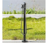Columna de agua para exteriores de doble salida con pistola pulverizadora, fuente de jardín de altura ajustable, soporte de agua cuadrado para facilitar la jardinería y el riego