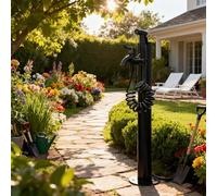 Columna de agua para exteriores Grifo de agua para jardín Grifo de agua para jardín vertical cilíndrico negro Hidrante anticongelante de acero inoxidable con pistola(A-Height: 60cm/23.6in)