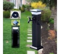 Columna de agua para exteriores, lámpara LED solar, resistente a las heladas, grifo independiente, grifo de jardín, diseño de boca de incendio, ideal para jardines y patios
