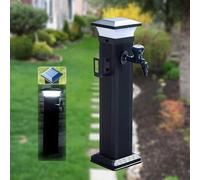 Columna de agua para exteriores, lámpara solar LED, resistente a las heladas, grifo independiente, grifo de agua de jardín, estilo boca de incendio, iluminación duradera para jardín