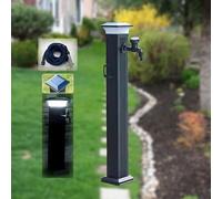Columna de agua para exteriores, luz LED solar, resistente a las heladas, grifo independiente, boquilla de agua de jardín, diseño de boca de incendio, perfecto para decoración de jardín