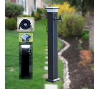 Columna de agua para exteriores, luz LED solar, resistente a las heladas, grifo independiente, estilo boca de incendios, solución de riego de jardín, grifo duradero para exteriores