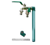 Columna de Agua para Grifo, Columna de Agua Vertical para jardín de Acero Inoxidable 304, Fuente de Agua para Exteriores anticongelante de 40 cm con Grifo de Cobre de Doble Salida - Verde