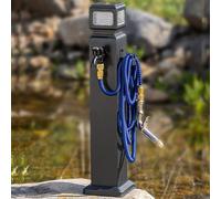 Columna de Agua para Grifo Exterior, Luces Solares, Luz de 3 Colores, Grifo Exterior Jardin Independiente con Grifo de Doble Salida