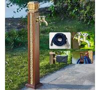 Columna de agua para grifo independiente para exteriores con doble salida y pistola de pulverización, poste de espiga para colgar manguera de jardín para riego y lavado eficientes (marrón 3)