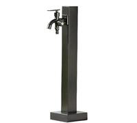 Columna de agua para jardín al aire libre de 58/93 cm con grifo de doble salida, fuente resistente a las heladas, tubo de acero inoxidable duradero, base resistente para parques y patios
