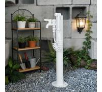 Columna de Agua para Jardín de Acero Inoxidable, Fuente de Pie Exterior con Grifo de Cobre, Poste de Agua Anticongelante para Patio y Lavado, Blanco(C,Round-60cm)