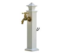 Columna de Agua para Jardín en Aluminio, Fuente Exterior Blanca con Grifo de Cobre, Antiescarcha, Incluye Pistola de 7m, Doble Entrada de Agua(A,72cm/28.3in)