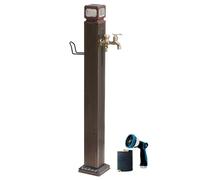Columna de agua solar LED para jardín con soporte de manguera, columna de agua autónoma para riego y limpieza, función de agua al aire libre para paisajismo y jardines
