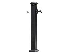 Columna de agua solar para jardín, grifo exterior para todo tipo de clima con grifo de doble salida y poste para colgar mangueras, accesorio decorativo y duradero para jardín(110cm)