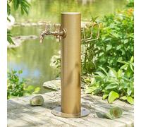 Columna de Agua Vertical cilíndrica de Acero Inoxidable 304 para jardín, dispensador de Agua anticongelante para Grifo Exterior, Fuente de Agua para hidrante, Poste para,Gold C-50cm/19.7in