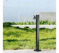 Columna de agua vertical cuadrada de acero inoxidable 304 con grifo de doble salida para riego y lavado, acabado negro de alta gama
