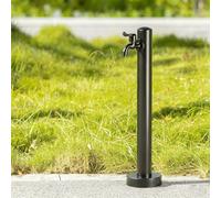 Columna de agua vertical cuadrada de acero inoxidable 304 con grifo de doble salida para riego y lavado, color negro A, diseño de corte bajo