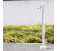 Columna de agua vertical cuadrada de acero inoxidable 304 con grifo de doble salida para riego y lavado, acabado blanco de alta calidad y elegante