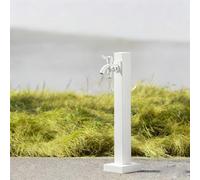 Columna de agua vertical cuadrada de acero inoxidable 304 con grifo de doble salida para riego y lavado, color blanco, diseño de corte bajo