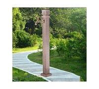Columna de agua vertical cuadrada de acero inoxidable 304 para exteriores con grifo de doble salida, dispensador de agua anticongelante para exteriores, espiga de hidrante de patio (107 cm)