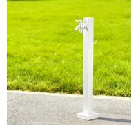 Columna de agua vertical cuadrada de alta gama, acero inoxidable 304 con grifo de doble salida para riego y lavado, elegante acabado blanco