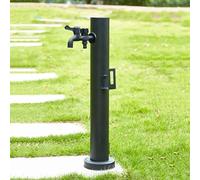 Columna de agua vertical de acero inoxidable 304 para jardín, soporte de manguera independiente con grifo, hidrante anticongelante para exteriores y dispensador de agua decorativo para patio (negro