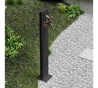 Columna de agua vertical de acero inoxidable de 86 cm para jardín, base duradera y protección contra heladas, elegante función al aire libre, resistente a la intemperie (negro)