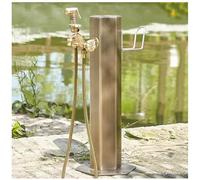 Columna de agua vertical de acero inoxidable para jardín, grifo de agua exterior a prueba de heladas, poste de riego, dispensador de agua independiente de suelo con pistola rociadora y ganchos, para r