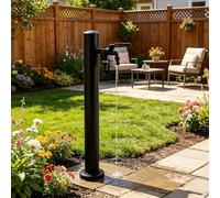 Columna de Agua Vertical de Acero Inoxidable para Jardín, soporte de manguera independiente, Grifo de Doble Salida, para Riego y Lavado(60cm/23.6in)