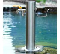 Columna de agua vertical de acero inoxidable para jardín, soporte para manguera al aire libre con grifo, estaca de metal duradero, dispensador de fuente decorativo, hidrante para jardín
