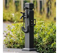 Columna de agua vertical de aluminio para jardín, soporte de manguera de doble grifo y dispensador de hidrantes, diseño anticongelante para patio trasero, fuente de agua y fuente