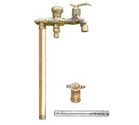Columna de agua vertical de cobre para jardín con grifo de doble salida y algodón anticongelante, 60 cm, para decoración de jardín, acabado dorado