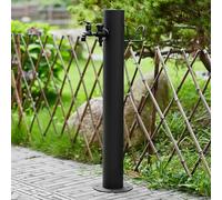 Columna de agua vertical independiente para jardín exterior, soporte para manguera de jardín con grifo de cobre, fuente decorativa para el suelo con hidrante para patio/jardín (grifo de doble salida,
