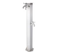 Columna de agua vertical para exteriores con doble grifo, fuente de jardín con ganchos y base resistente, grifo de agua montado en el suelo para riego de jardín, granjas y patios
