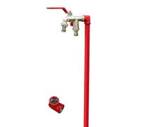 Columna de agua vertical para exteriores - Poste de grifo de acero inoxidable con grifos de cobre de doble salida - Ideal para riego de jardines y plantas