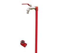 Columna de agua vertical para exteriores - Poste de grifo de acero inoxidable con grifos de cobre de doble salida - Ideal para riego de jardines y plantas