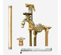 Columna de agua vertical para jardín con doble grifo, grifo de cobre duradero para exteriores con diseño a prueba de heladas para un riego eficiente en patios y jardines