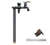 Columna de agua vertical para jardín, totalmente de cobre, para exteriores, con grifo de doble salida y algodón anticongelante (negro, 60 cm), elegante decoración de jardín