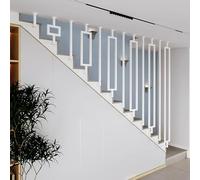Columna de balaustre de Montaje Lateral, pasamanos de Hierro Cuadrado, barandilla de transición de Metal Blanco para escalones de Escalera Inclinada,Poste de barandilla de Escalera(Rectangular,130cm)